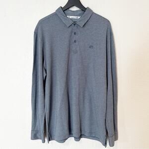 Travis Mathew Shirt Mens Gray Houndstooth Long Sleeve Golf‎ Polo Logo XXL